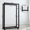 Porte-bûches Keri à roulettes, étagère à bois métal noir, rangement bois de chauffage Noir/25x80x125cm