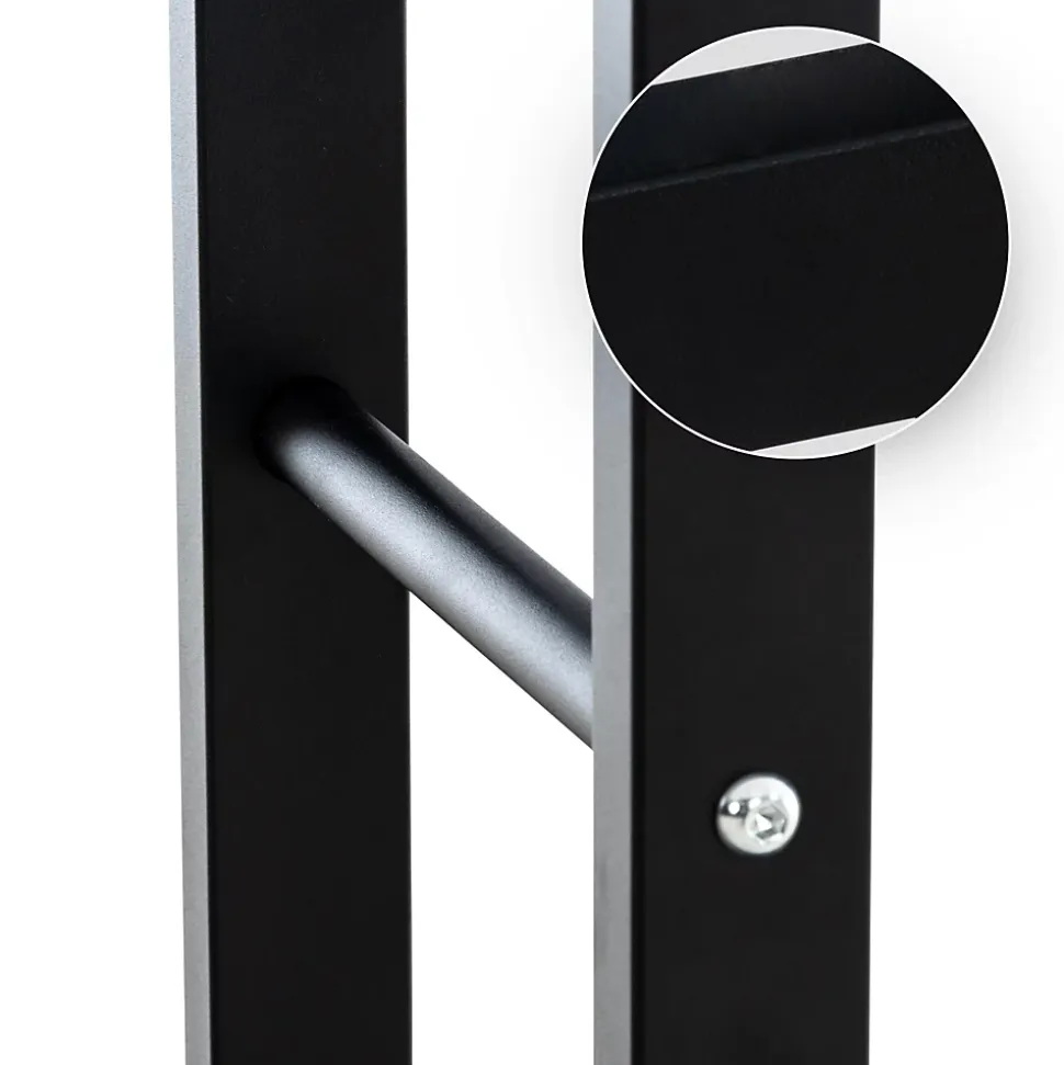 Porte-bûches Keri à roulettes, étagère à bois métal noir, rangement bois de chauffage Noir/25x80x125cm
