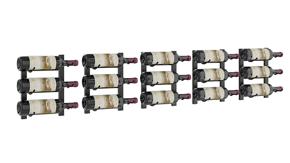 Porte-Bouteille kit mural pour 15 bouteilles noir