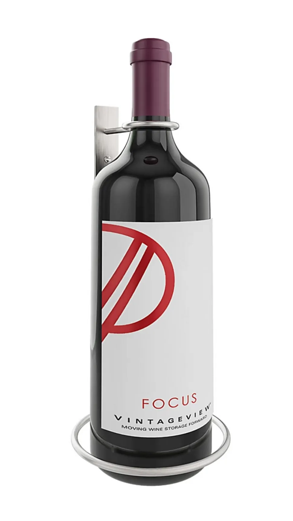 Porte-bouteille vertical pour un magnum de vin nickel brossé