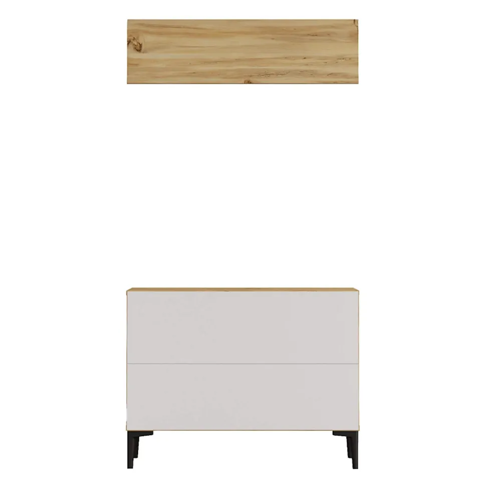 Porte-chaussures et manteaux Roka 68,5x90x35 Panneau de particules PVC Chêne clair Gris Foncé Moderne SET 2 pcss