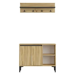 Porte-chaussures et manteaux Roka 68,5x90x35 Panneau de particules PVC Chêne clair Gris Foncé Moderne SET 2 pcss