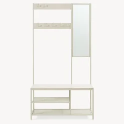 Portemanteau avec miroir et étagère à chaussures Napinerg 185 x 98 x 34 cm couleur sable en.casa