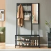 Portemanteau avec miroir et étagère à chaussures Napinerg 185 x 98 x 34 cm noir en.casa