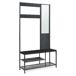 Portemanteau avec miroir et étagère à chaussures Napinerg 185 x 98 x 34 cm noir en.casa