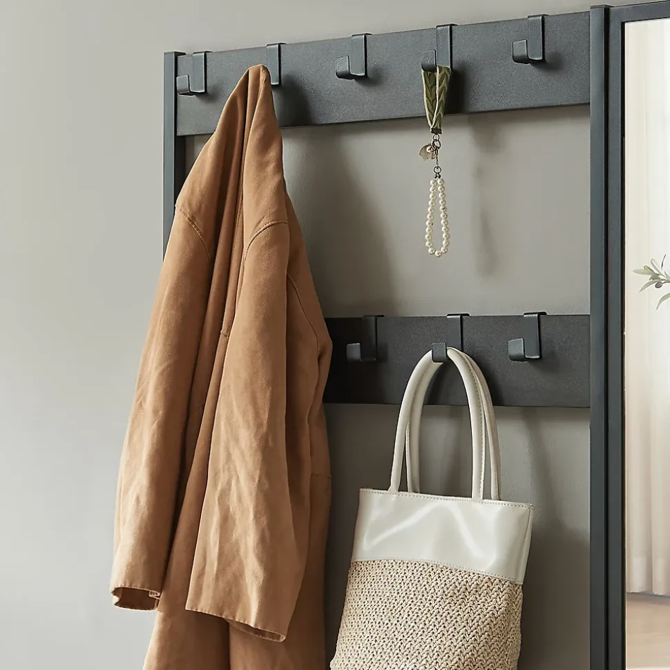 Portemanteau avec miroir et étagère à chaussures Napinerg 185 x 98 x 34 cm noir en.casa