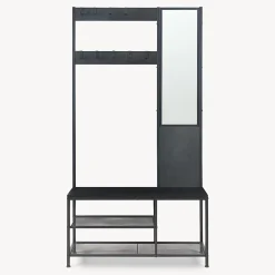 Portemanteau avec miroir et étagère à chaussures Napinerg 185 x 98 x 34 cm noir en.casa