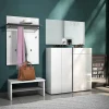 Portemanteau Flaviana, Portemanteau, Surmatelas, Cintre mural, Made in Italy, 80x25h115 cm, Blanc brillant et anthracite