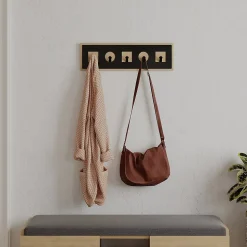 Portemanteau Flossie, Portemanteau, Porte-vêtements polyvalent, Cintre mural, 54x2 h16 cm, Chêne