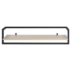 Porte-manteau mural avec étagère et penderie en métal noir et effet bois L. 90 cm Homesight Etan