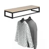 Porte-manteau mural avec étagère et penderie en métal noir et effet bois L. 90 cm Homesight Grif