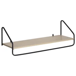 Porte-manteau mural avec étagère et penderie en métal noir et effet bois L. 90 cm Homesight Nelo