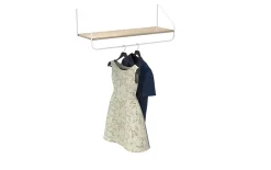 Porte-manteau mural avec étagère et penderie en métal blanc et effet bois L. 90 cm Homesight Nelo
