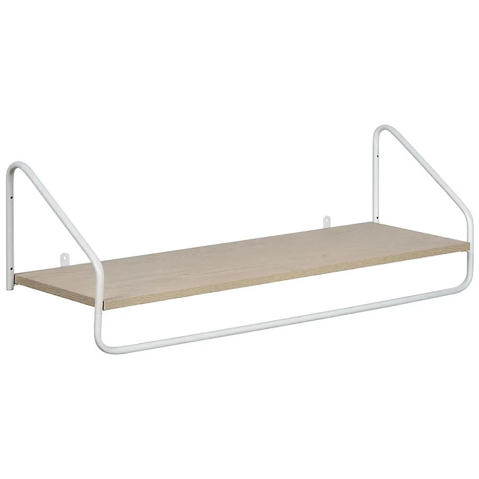 Porte-manteau mural avec étagère et penderie en métal blanc et effet bois L. 90 cm Homesight Nelo