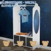Portemanteau pour enfants avec étagère tringle 3 compartiments et miroir