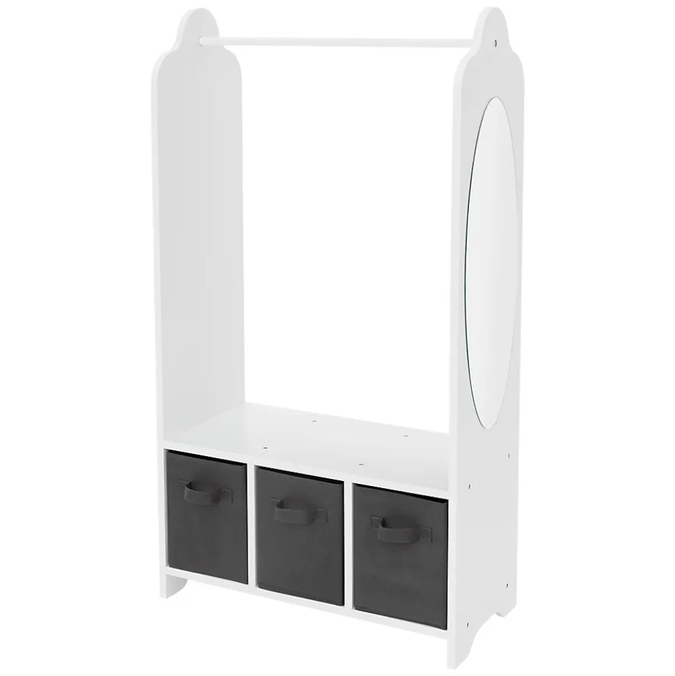 Portemanteau pour enfants avec étagère tringle 3 compartiments et miroir