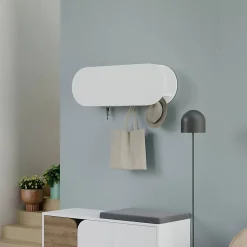 Portemanteau Terry, Portemanteau, Porte-vêtements polyvalent, Cintre mural, 84x16 h29 cm, Blanc