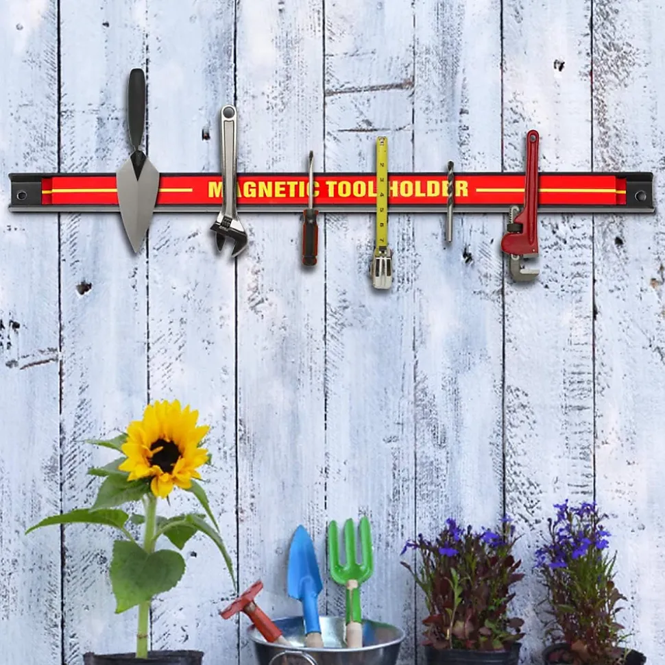 Porte-outil Magnetique, Set de 3 Barres,pour Rangement Mural des Outils, 46 x 2,3CM en Acier, Chacun peut Supporter 10 KG