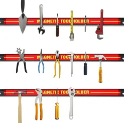 Porte-outil Magnetique, Set de 3 Barres,pour Rangement Mural des Outils, 46 x 2,3CM en Acier, Chacun peut Supporter 10 KG