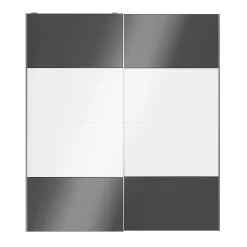 Portes de placard coulissantes 2 vantaux panneaux blancs brillants et anthracite brillants GoodHome Atomia H. 225 x L. 200 x ép. 5,5 cm