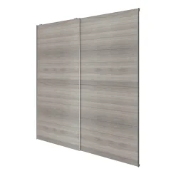 Portes de placard coulissantes 2 vantaux panneaux effet chêne grisé GoodHome Atomia H. 225 x L. 200 x ép. 5,5 cm