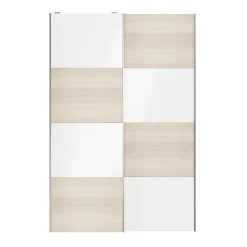 Portes de placard coulissantes 2 vantaux panneaux blancs brillants et effet chêne GoodHome Atomia H. 225 x L. 150 x ép. 5,5 cm