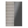 Portes de placard coulissantes 2 vantaux panneaux anthracite brillants et effet chêne grisé GoodHome Atomia H. 225 x L. 150 x ép. 5,5 cm