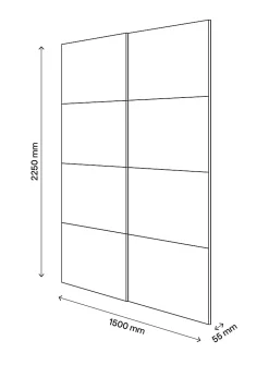 Portes de placard coulissantes 2 vantaux panneaux anthracite brillants et effet chêne grisé GoodHome Atomia H. 225 x L. 150 x ép. 5,5 cm