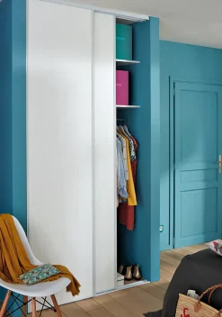 Portes de placard coulissantes blanches effet bois GoodHome Romero H. 250 x l. 75 cm, 2 portes