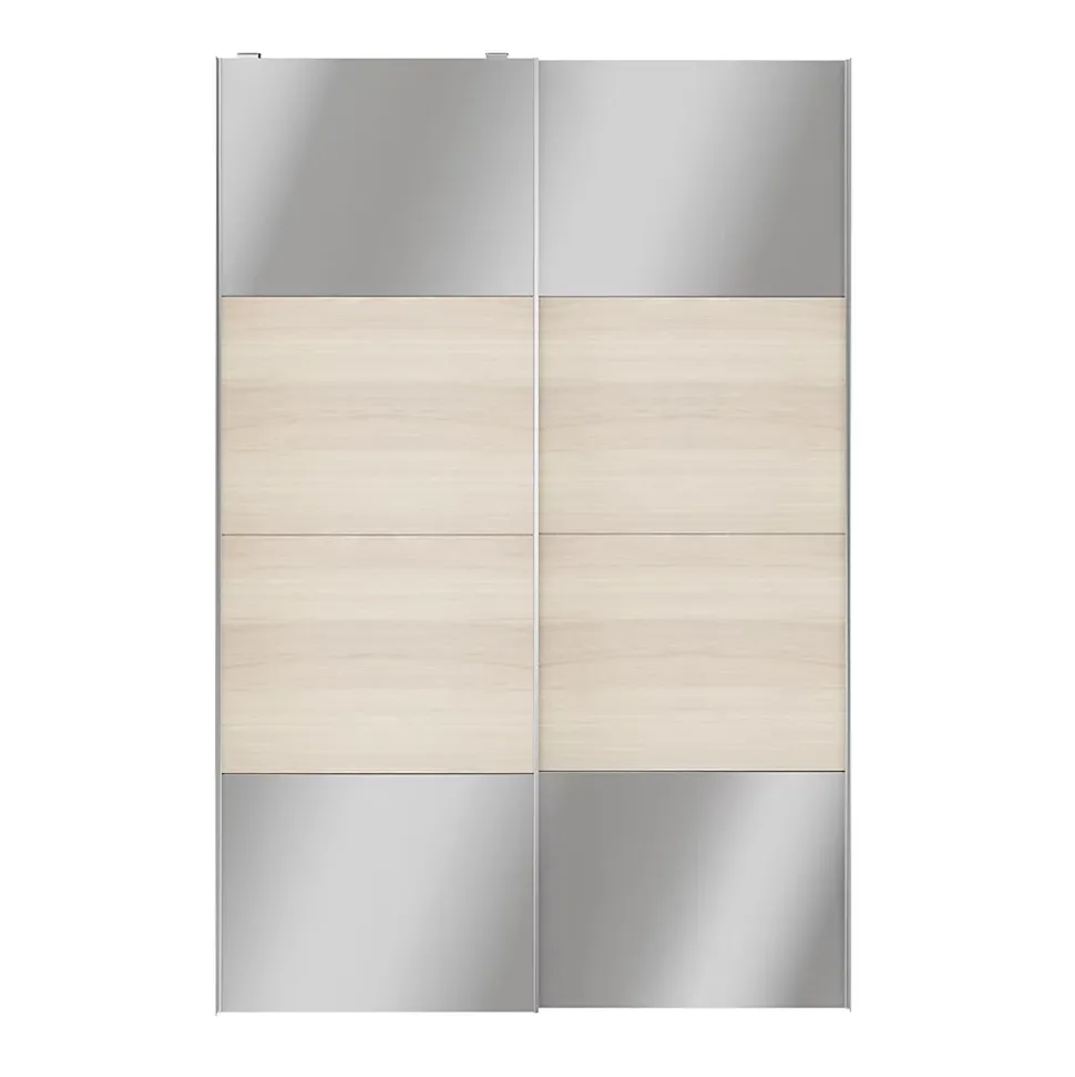 Portes de placard coulissantes 2 vantaux panneaux effet chêne et miroir GoodHome Atomia H. 225 x L. 150 x ép. 5,5 cm