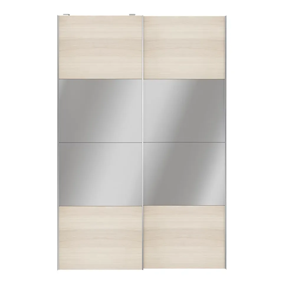 Portes de placard coulissantes 2 vantaux panneaux effet chêne et miroir GoodHome Atomia H. 225 x L. 150 x ép. 5,5 cm