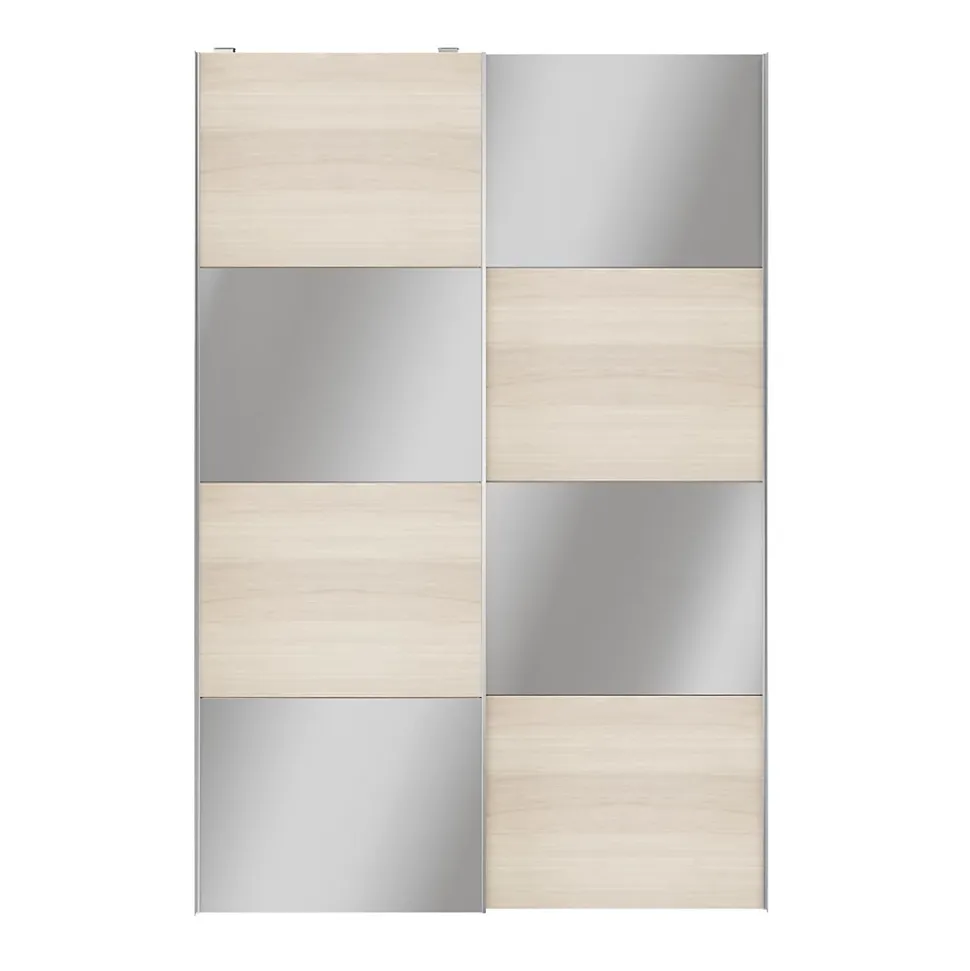 Portes de placard coulissantes 2 vantaux panneaux effet chêne et miroir GoodHome Atomia H. 225 x L. 150 x ép. 5,5 cm