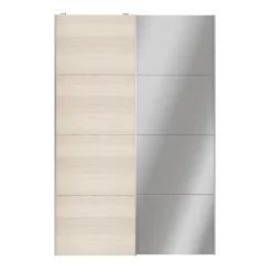 Portes de placard coulissantes 2 vantaux panneaux effet chêne et miroir GoodHome Atomia H. 225 x L. 150 x ép. 5,5 cm