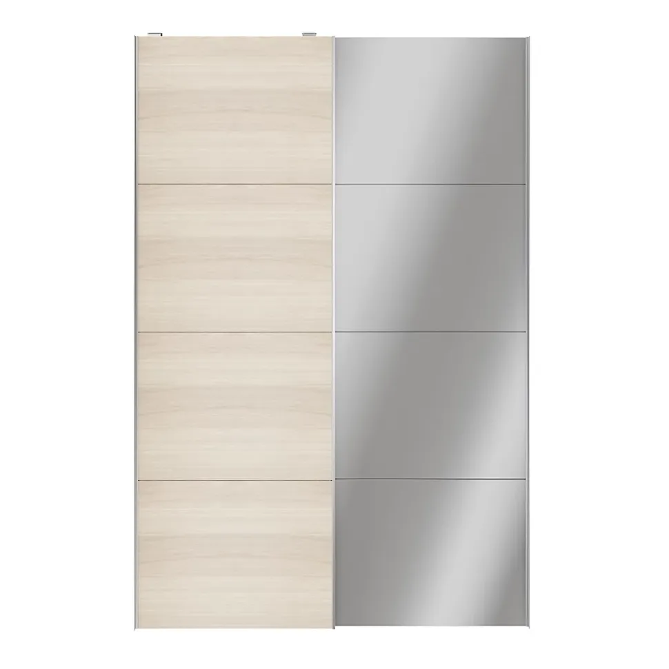Portes de placard coulissantes 2 vantaux panneaux effet chêne et miroir GoodHome Atomia H. 225 x L. 150 x ép. 5,5 cm