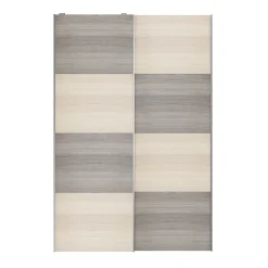 Portes de placard coulissantes 2 vantaux panneaux effet chêne et chêne grisé GoodHome Atomia H. 225 x L. 150 x ép. 5,5 cm