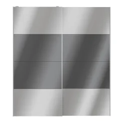 Portes de placard coulissantes 2 vantaux panneaux anthracite brillants et miroir GoodHome Atomia H. 225 x L. 200 x ép. 5,5 cm