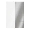 Portes de placard coulissantes 2 vantaux panneaux blancs et miroir GoodHome Atomia H. 225 x L. 150 x ép. 5,5 cm