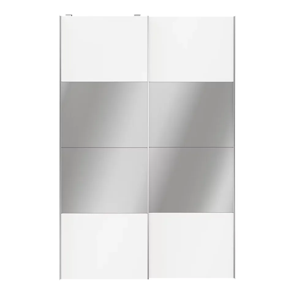 Portes de placard coulissantes 2 vantaux panneaux blancs et miroir GoodHome Atomia H. 225 x L. 150 x ép. 5,5 cm