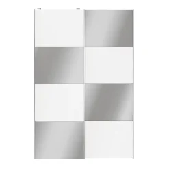 Portes de placard coulissantes 2 vantaux panneaux blancs et miroir GoodHome Atomia H. 225 x L. 150 x ép. 5,5 cm