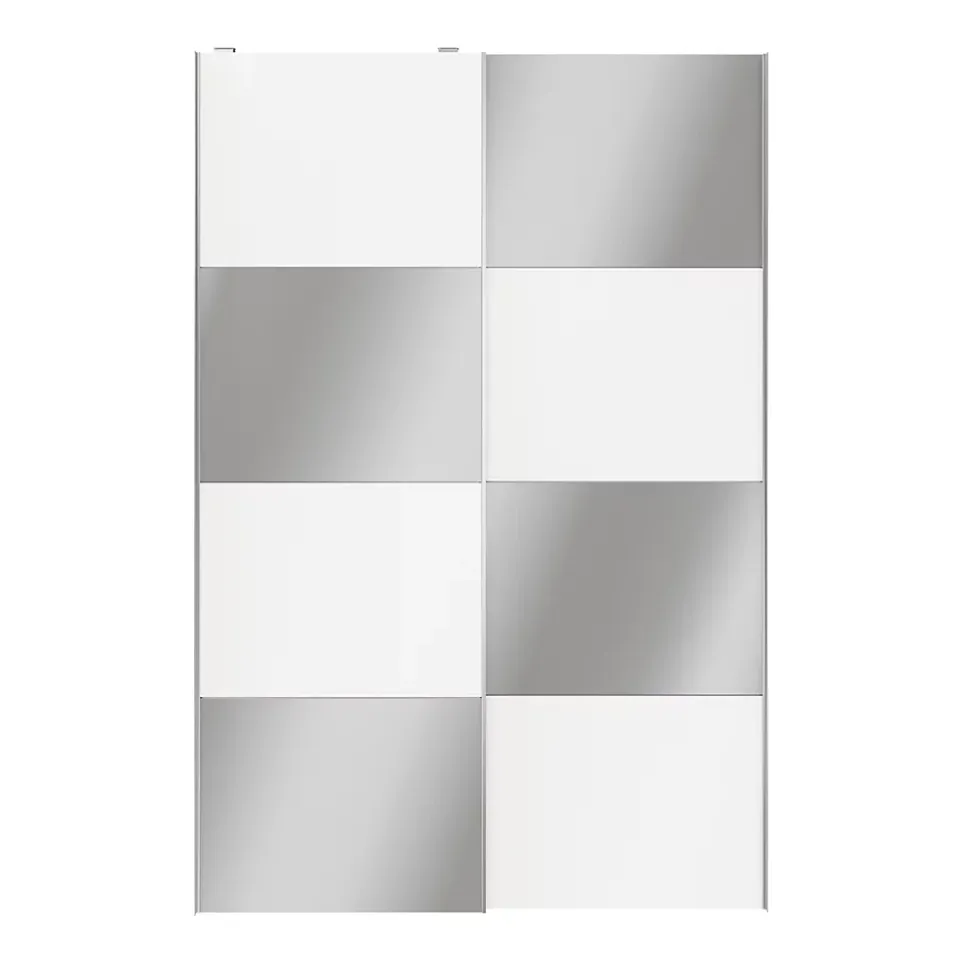 Portes de placard coulissantes 2 vantaux panneaux blancs et miroir GoodHome Atomia H. 225 x L. 150 x ép. 5,5 cm