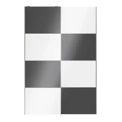 Portes de placard coulissantes 2 vantaux panneaux blancs brillants et anthracite brillants GoodHome Atomia H. 225 x L. 150 x ép. 5,5 cm