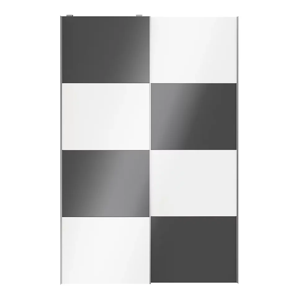 Portes de placard coulissantes 2 vantaux panneaux blancs brillants et anthracite brillants GoodHome Atomia H. 225 x L. 150 x ép. 5,5 cm