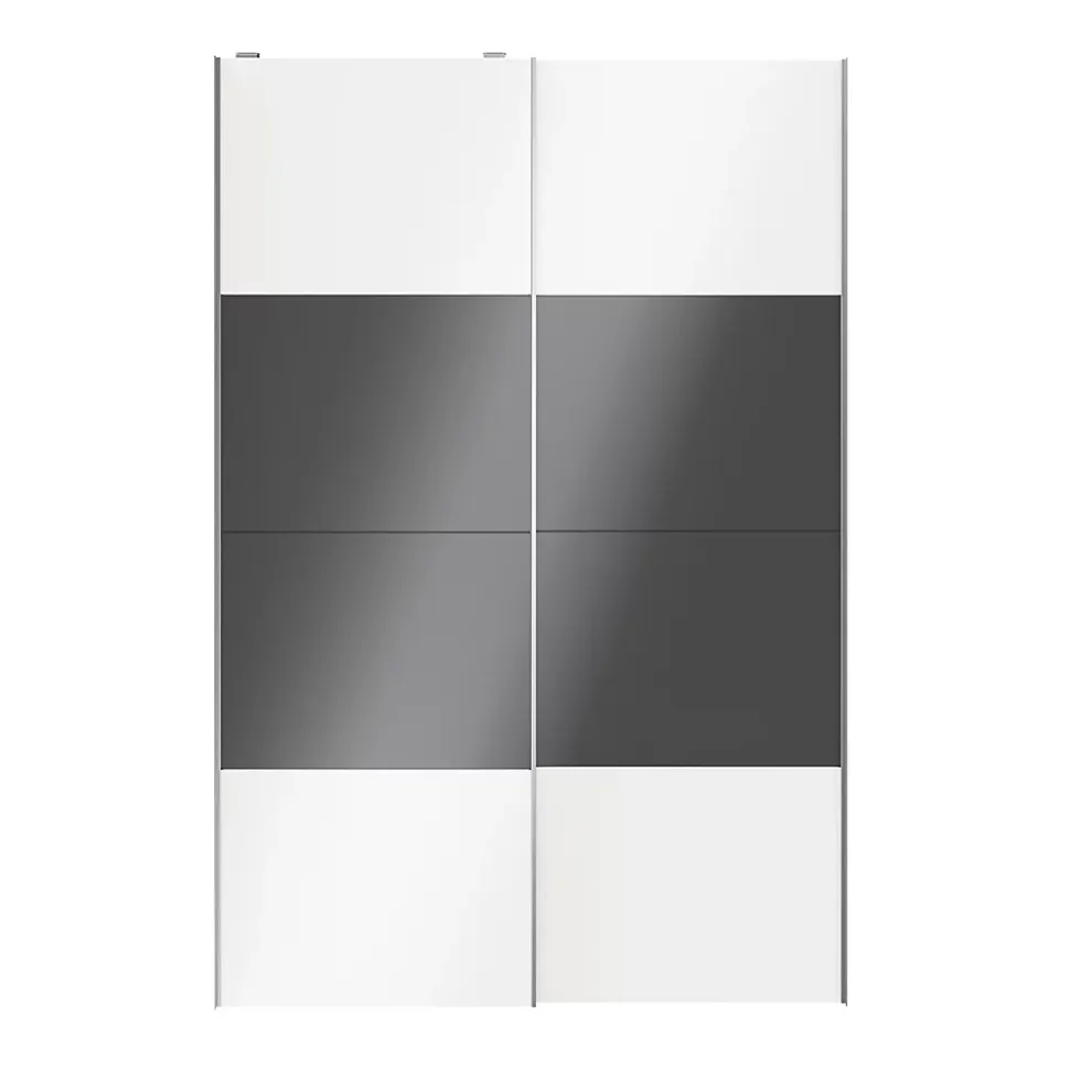 Portes de placard coulissantes 2 vantaux panneaux blancs brillants et anthracite brillants GoodHome Atomia H. 225 x L. 150 x ép. 5,5 cm