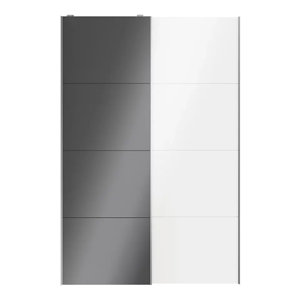 Portes de placard coulissantes 2 vantaux panneaux blancs brillants et anthracite brillants GoodHome Atomia H. 225 x L. 150 x ép. 5,5 cm