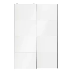Portes de placard coulissantes 2 vantaux panneaux blancs et blancs brillants GoodHome Atomia H. 225 x L. 150 x ép. 5,5 cm