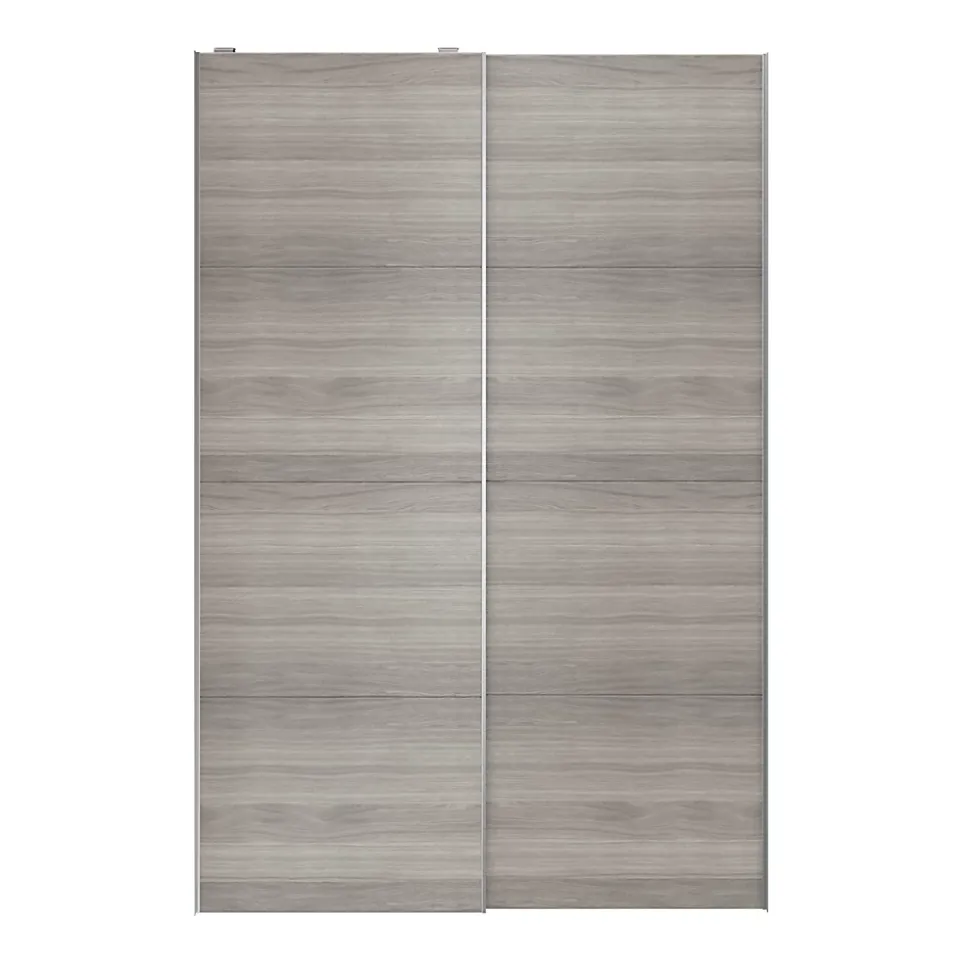 Portes de placard coulissantes 2 vantaux panneaux effet chêne grisé GoodHome Atomia H. 225 x L. 150 x ép. 5,5 cm