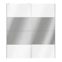 Portes de placard coulissantes 2 vantaux panneaux blancs brillants et miroir GoodHome Atomia H. 225 x L. 200 x ép. 5,5 cm