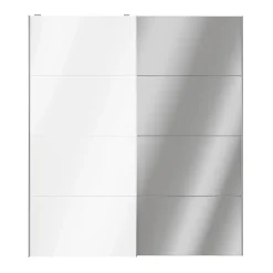 Portes de placard coulissantes 2 vantaux panneaux blancs brillants et miroir GoodHome Atomia H. 225 x L. 200 x ép. 5,5 cm