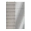 Portes de placard coulissantes 2 vantaux panneaux effet chêne grisé et miroir GoodHome Atomia H. 225 x L. 150 x ép. 5,5 cm