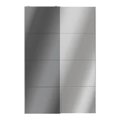 Portes de placard coulissantes 2 vantaux panneaux anthracite brillants et miroir GoodHome Atomia H. 225 x L. 150 x ép. 5,5 cm